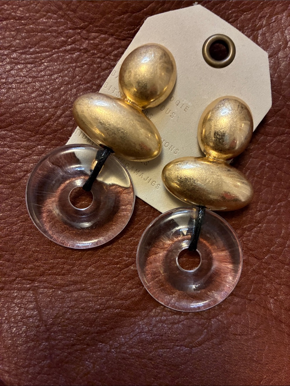 NWT Anthropologie Large Dramatic Lightweight Gold & Clear Drop Earrings -